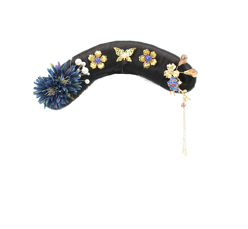 清朝满族公主头饰妃子格格旗头答应皇后宫廷假发宫女套装儿童发饰