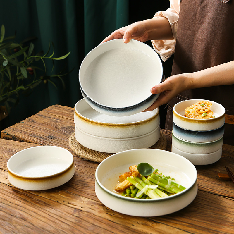 日式陶瓷餐具矮扁平底浅口圆钵蒸菜专用碗蛋羹盆小碗菜饭碗泡菜碟
