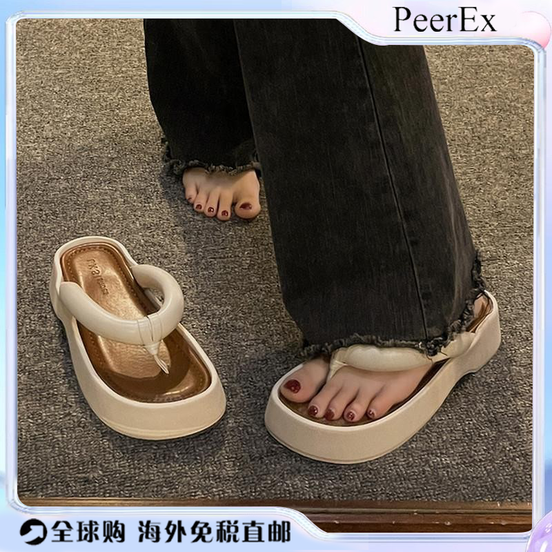 韩国PeerEx厚底人字拖女夏外穿2024新款百搭防滑夹脚沙滩凉拖鞋子