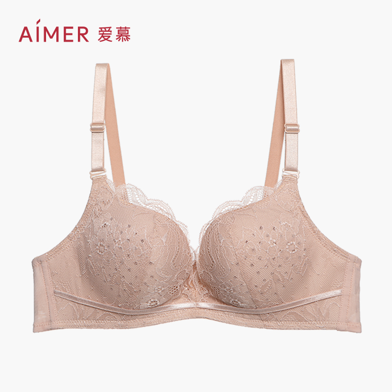 【洞力装】爱慕内衣女神秘世界无钢圈透气聚拢蕾丝文胸am174461