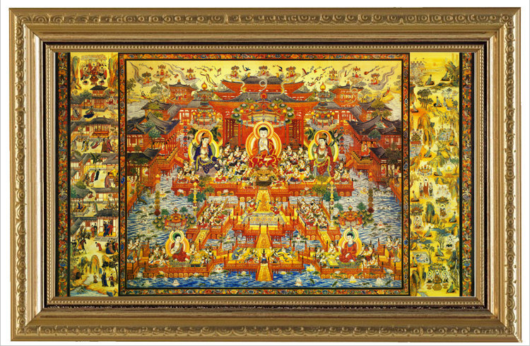 青青shop0808新款印花 法国正品dmc十字绣 万佛图稀世版 西方极乐世界