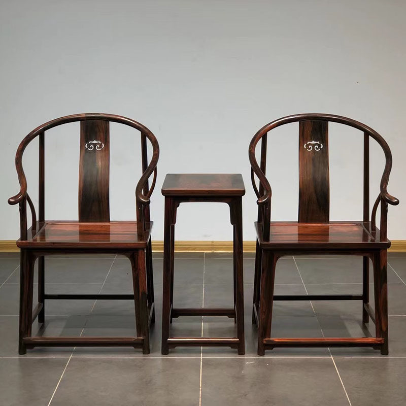 苏作明式红木家具无补大红酸枝圈椅三件套交趾黄檀围椅太师茶椅