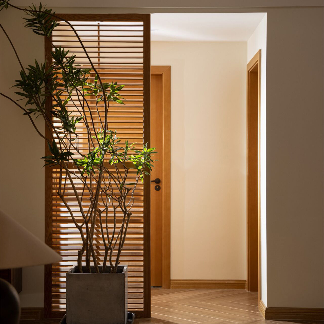 简弋/北欧日式全实木屏风隔断客厅原木玄关家用简约镂空格栅定制