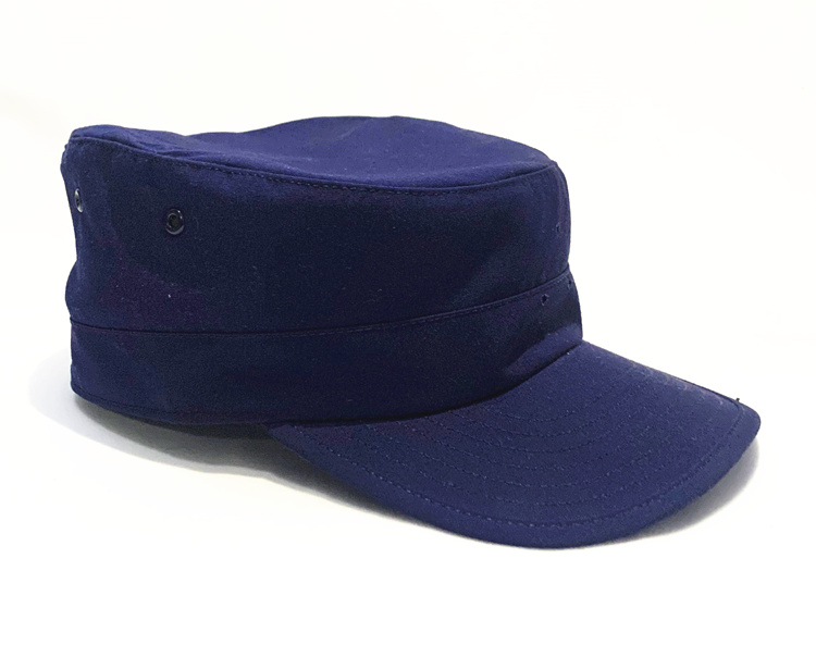 退役藏青色平顶帽深蓝色工作帽