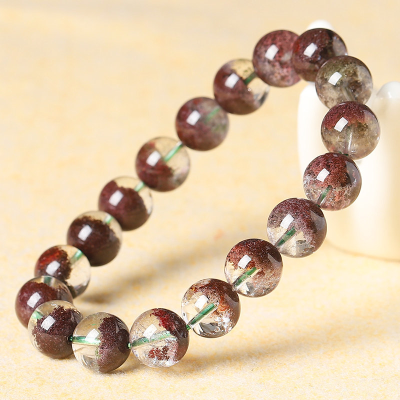 天然巴西聚宝盆红幽灵手链女情侣四季幽灵手串聚财水晶送证书