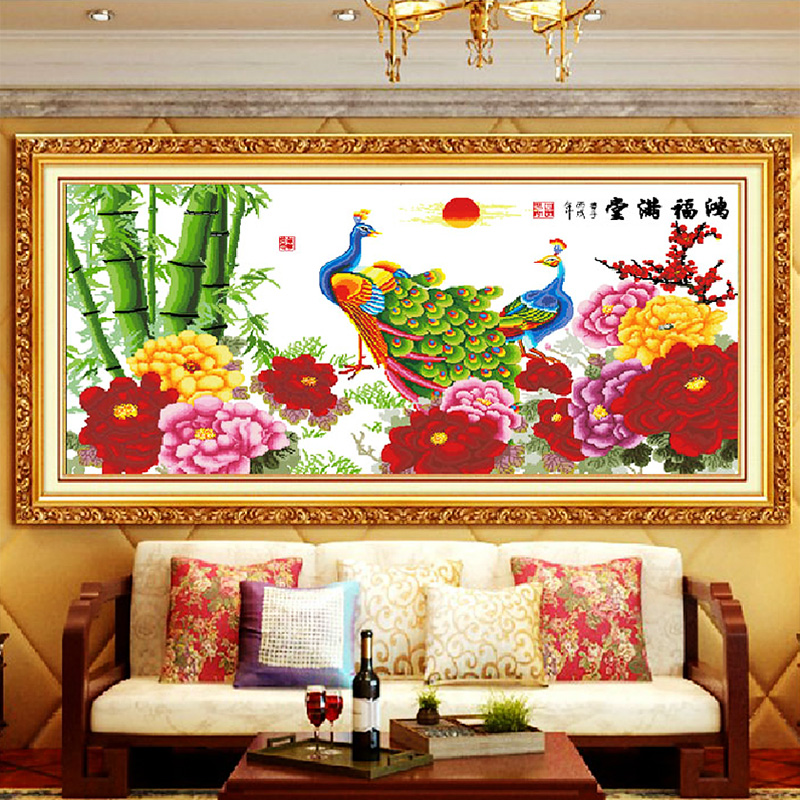 鸿福满堂十字绣5274非满绣143x79cm