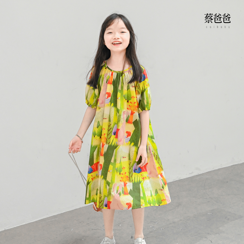 蔡爸爸童装2024夏款文艺小个子女