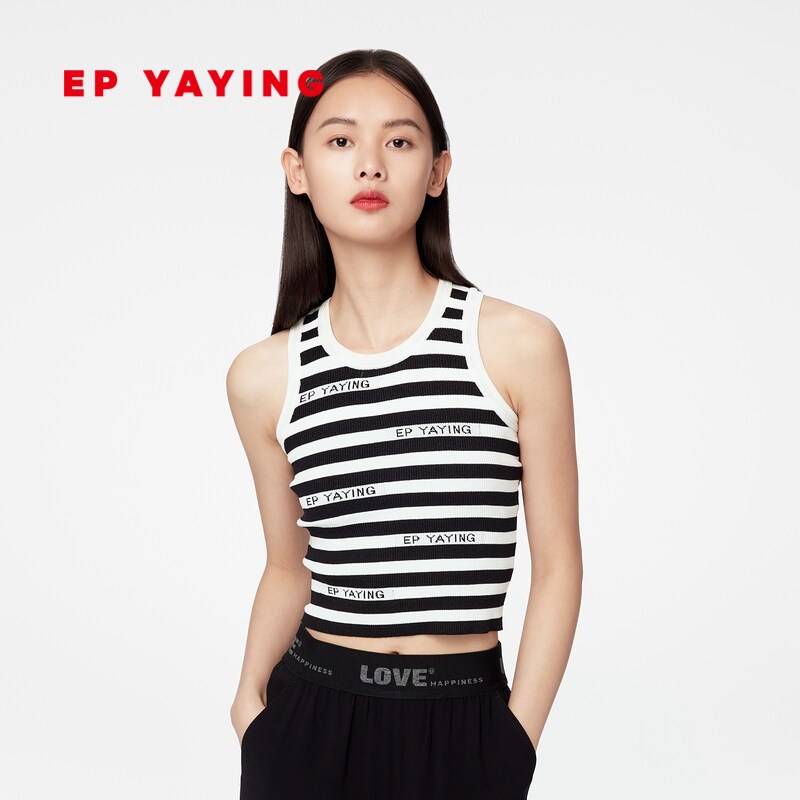 ep yaying雅莹女装 条纹弹力针织打底小背心 2022春夏新品9009a