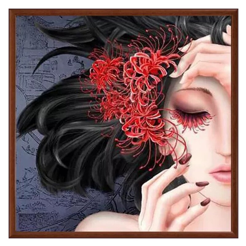 自己绣曼珠沙华彼岸花半面妆古风唯美曼陀罗点钻十字绣钻石绣满钻