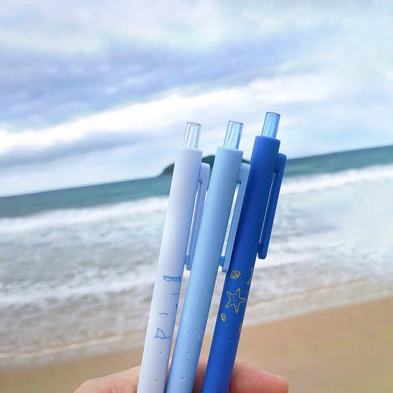 kaco菁点海洋物语0.5黑色笔芯中性笔3支装0.5按动式文具学习用品