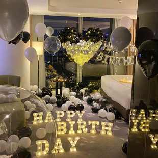 生日惊喜布置酒店房间卧室男朋友KTV表白气球灯创意场景装饰用品