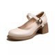 骆驼女鞋2024夏季新款浅口增高复古玛丽珍鞋女粗跟法式中跟单鞋女