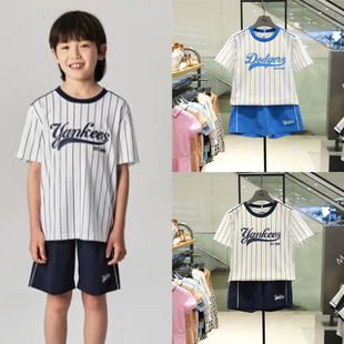 MLB儿童短袖帅气短裤套装韩国代购24年夏季男女童宽松运动两件套