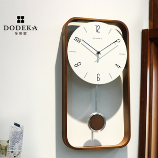 多帝家中式挂钟客厅钟表大气实木摆钟日式复古摆钟创意装饰挂墙钟