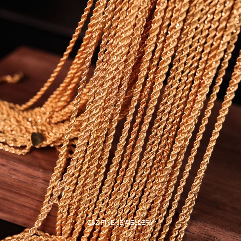 有生珠宝 特价INS18K黄金麻花链项链基础素链简约时尚复古叠戴链
