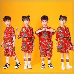 幼儿园六一儿童演出服舞蹈合唱服装小学生啦啦队表演服东北大花布