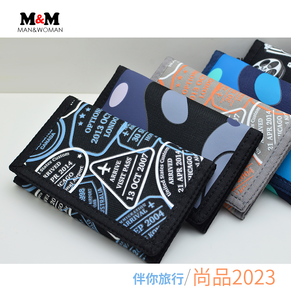 2023新款带拉链多功能印花个性帆布钱包三折防水学生钱包装零钱