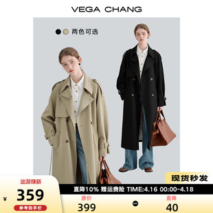 VEGA CHANG风衣外套女2024春秋新款小个子中长款高级感英伦风大衣