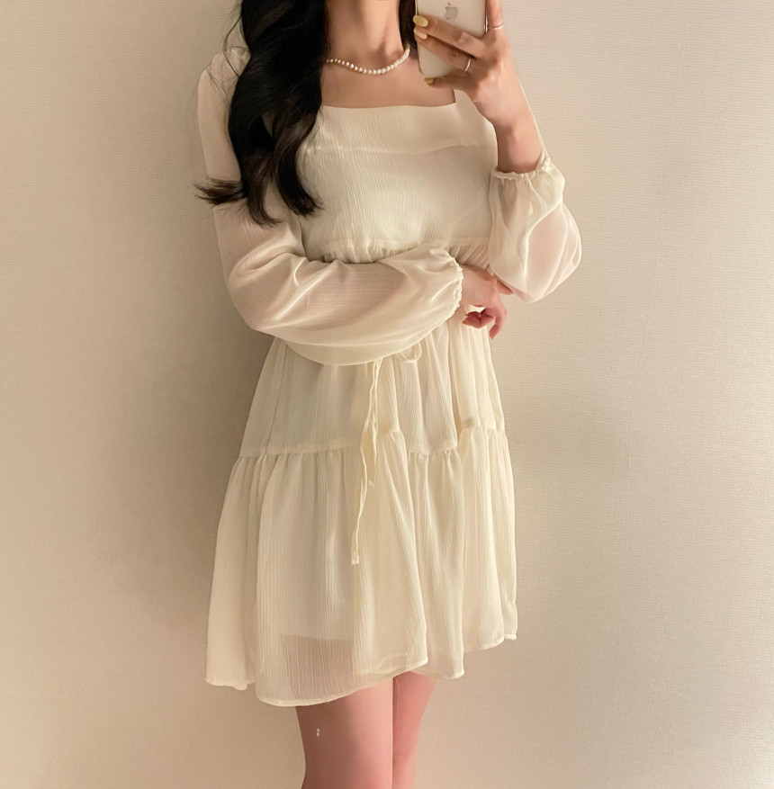 春夏新款韩版气质雪纺微透连衣裙,女装连衣裙,悦嘉服饰