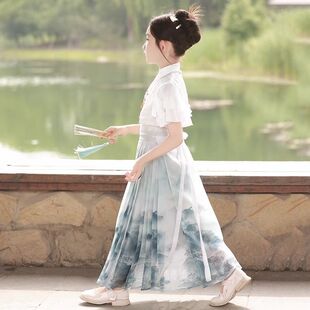 马面女童汉服2024夏季新款套装女孩中国古装古风明制唐装儿童