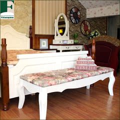 香柏木实木家具 卧室套房系列 床尾凳 白色家具 套色高档家具