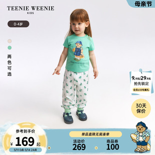 TeenieWeenie Kids小熊童装24夏季新款女宝宝全棉印花圆领短袖T恤