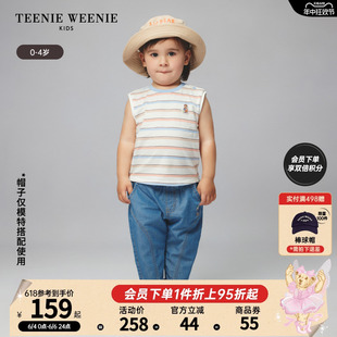 TeenieWeenie Kids小熊童装24夏季新款男宝宝纯棉条纹无袖背心T恤