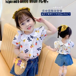 巴拉巴柆清货童装女童衬衫夏装2024新宝宝时尚短袖T恤儿童韩版上