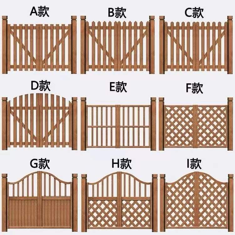 户外防腐木栅栏门碳化木篱笆大型围栏公园围栏菜园实木对开门定制