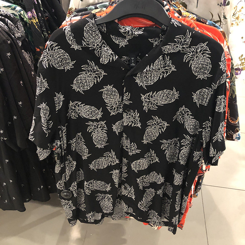 国内hm代购潮流男装休闲2020夏装直筒宽松衬衫