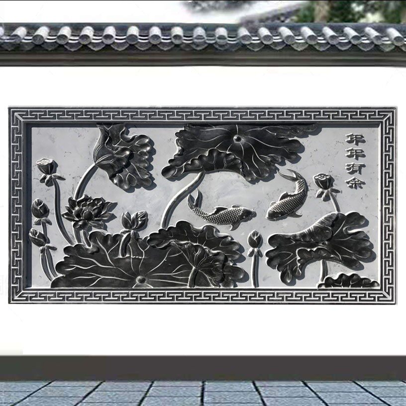 石雕青石浮雕屏风 晚霞红石材影壁墙新中式 庭院汉白玉壁画背景墙