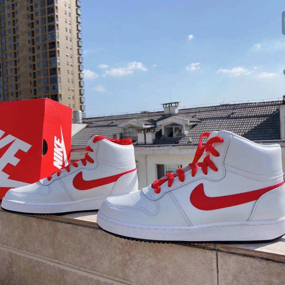 nike耐克ebernonmid男红白运动高帮复古耐磨休闲鞋aq1773101
