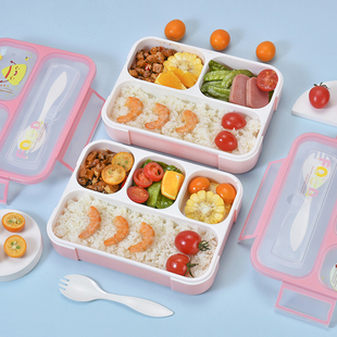 三四格小号密封微波炉饭盒塑料分格便当盒小学生儿童卡通分隔餐盒