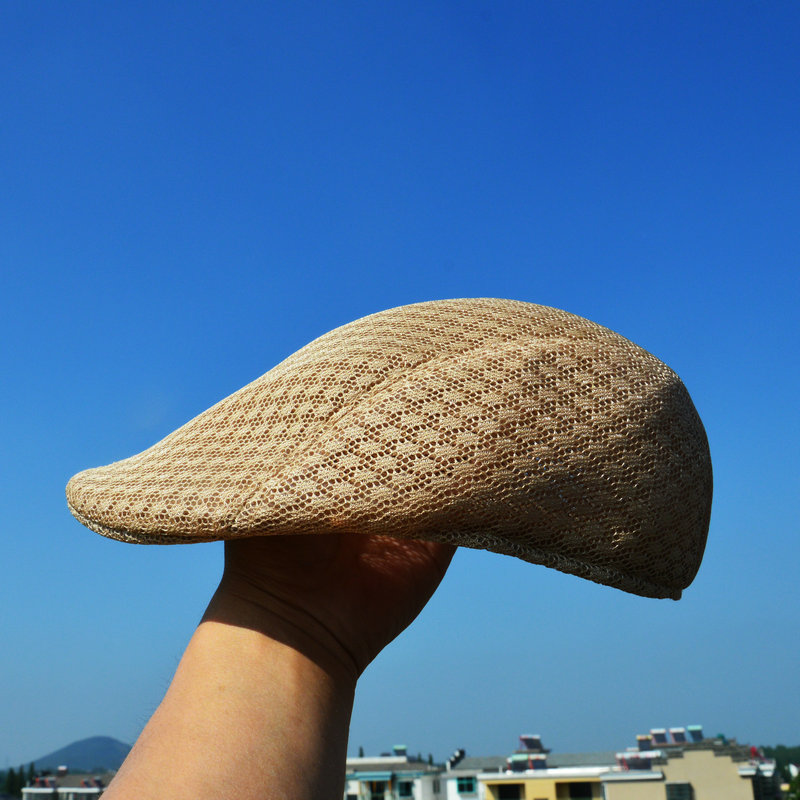 新款夏网帽男女青年镂空凉帽英伦贝雷帽复古鸭舌帽户外休闲遮阳帽