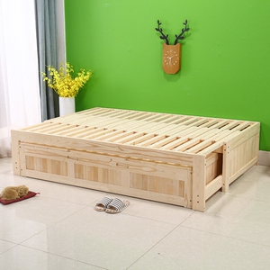 超低价新款组装纯实木子母带高箱床