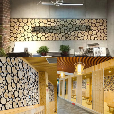 圆木片diy背景墙木头片原木酒吧茶楼装饰墙面装修木桩片壁饰木块