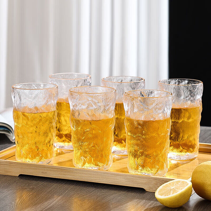 品维冰川杯6只装玻璃杯水杯套装茶杯牛奶杯果汁杯啤酒杯310ml