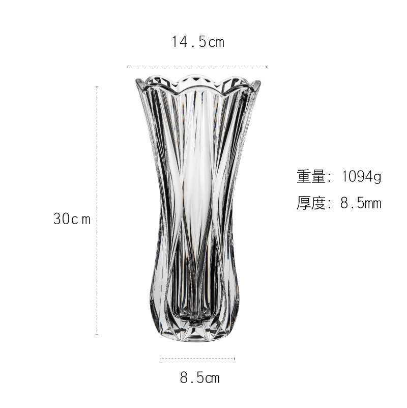 新款井柚北欧花瓶摆件防摔仿水晶玻璃客厅餐厅透明水富贵竹百合培