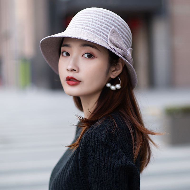 渔夫帽女日系遮阳防晒赫本风帽子女春秋薄款百搭韩版优雅时尚盆帽