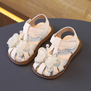 女宝宝公主凉鞋0一1-3岁婴儿软底学步鞋夏季新款女童包头防滑鞋子