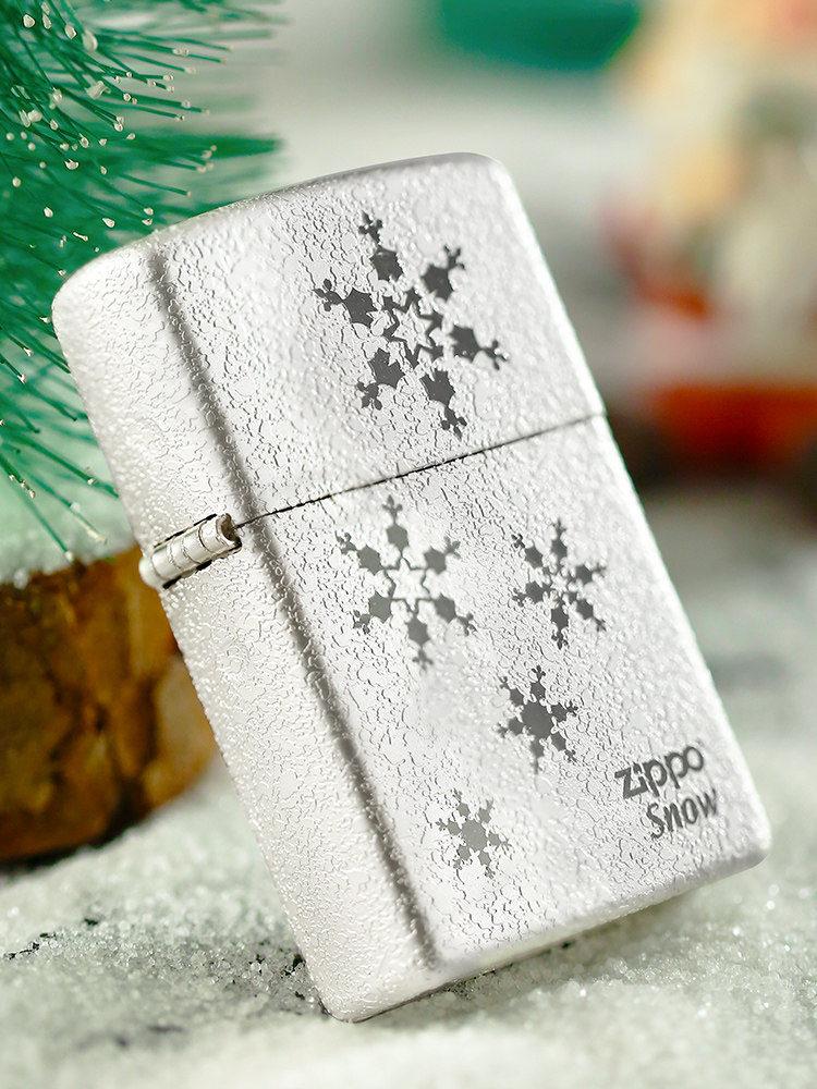打火机zippo正版原装韩版镀银雪花一三五朵纯洁爱情情人节礼物