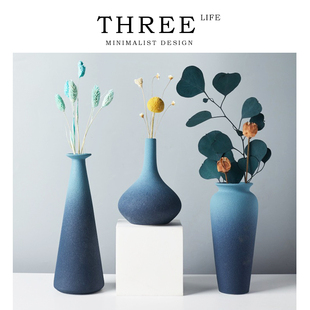 Tlife·Indigo·花瓶陶瓷简约蓝色居家摆件客厅插花器创意 | 蓝寀