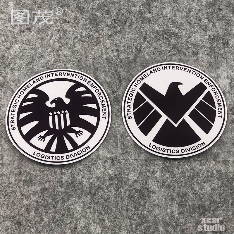 漫威宇宙 神盾局logo标志贴纸进口反光膜喷切一体制作汽车电动车