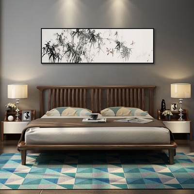 国画竹子卧室床头装饰画客厅新中式挂画竹报平安中国风横幅壁壁画