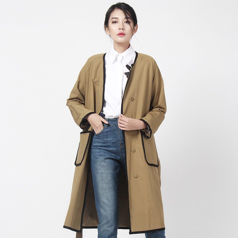 一折单风衣女薄款 2017新款 中长款