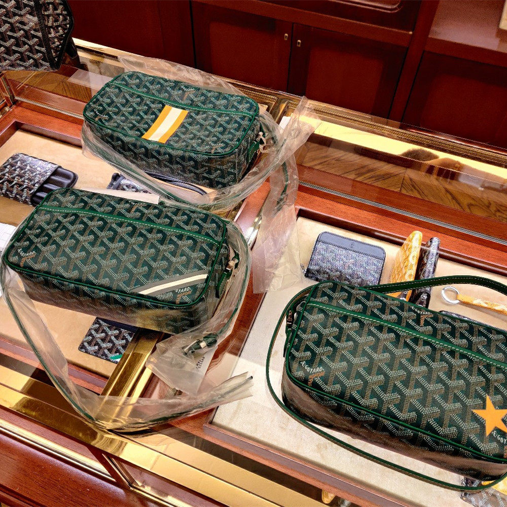 正品代购 goyard/戈雅 经典y字母黑棕色相机包单肩斜挎饭盒包男女