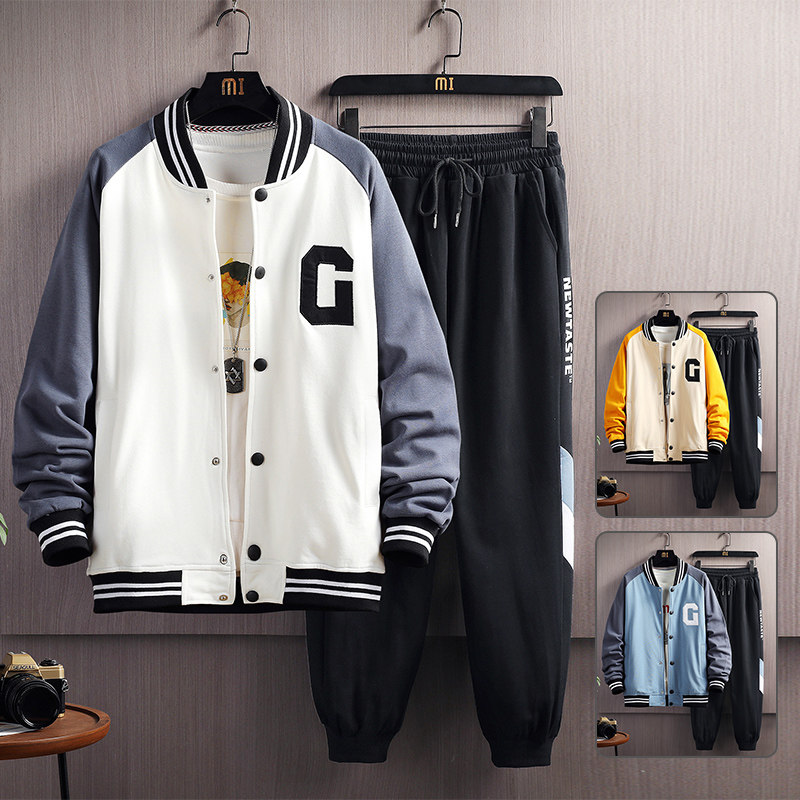 春季12青少年韩版棒球服套装13男大童运动装15初中学生休闲两件套