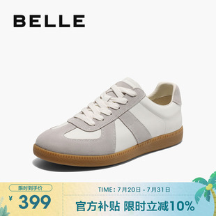百丽男鞋休闲德训鞋男2025春新款小白板鞋软底运动阿甘鞋A1866AM5