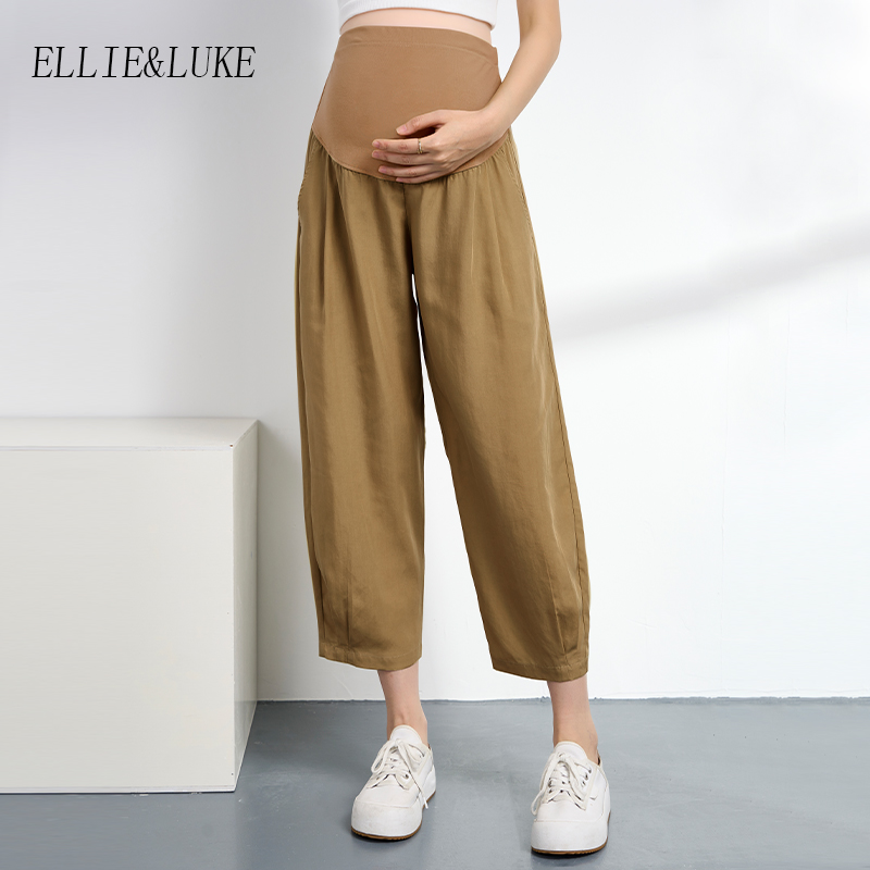 ellieluke孕妇裤夏装外穿小个子夏季薄款托腹裤休闲萝卜直筒裤子