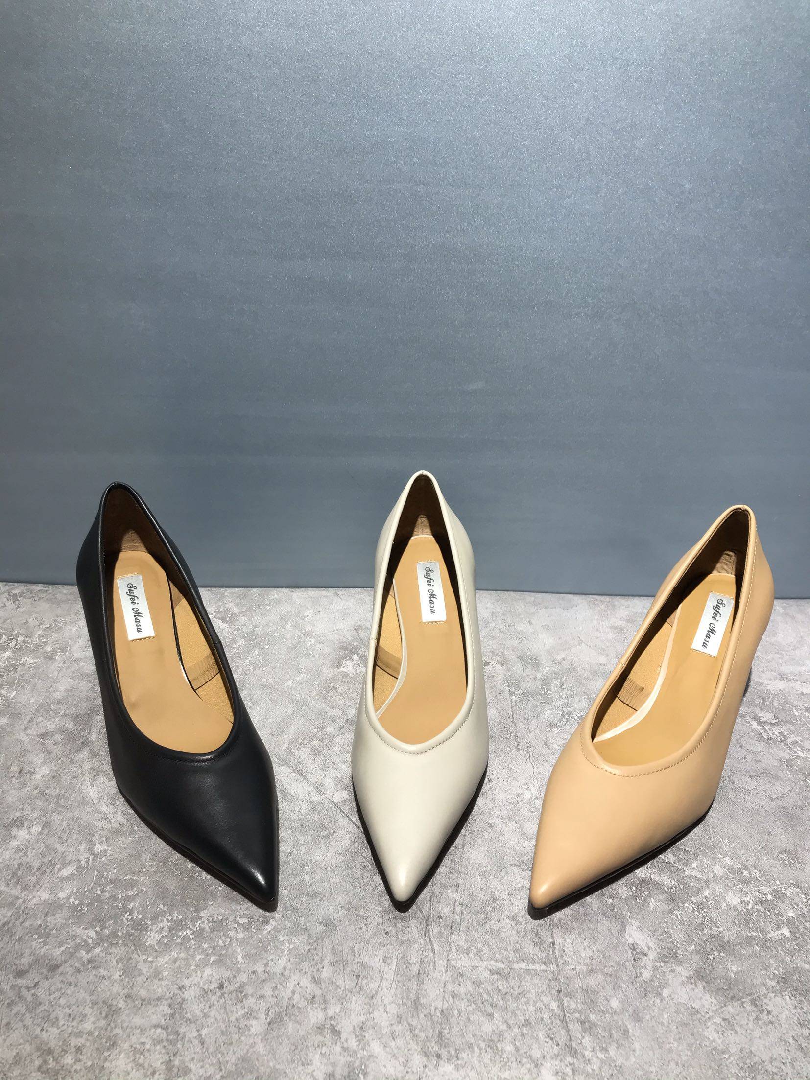 苏菲20春新款舒适胎牛5厘米细高跟单鞋女尖头浅口职业鞋气质优雅